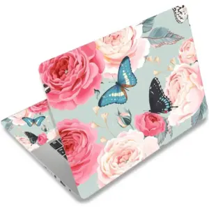 ALAYRA Laptop Skin Sticker, 13.3 14 15 15.4 15.6 inch Laptop Skins, Universal Vinyl Decal, Dustproof Scratch Resistant Reusable Cover Protector with Free 2 Wrist Pads (Butterfly 4) 01