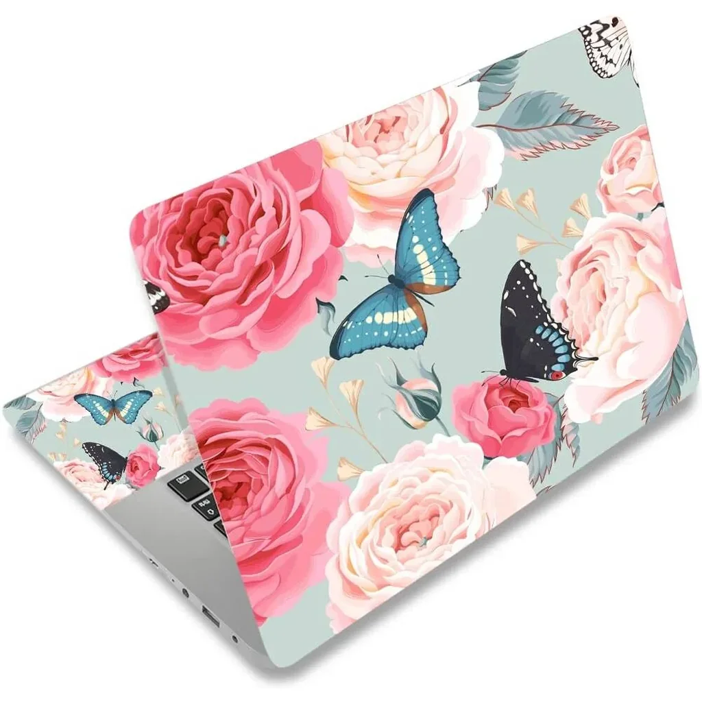 ALAYRA Laptop Skin Sticker, 13.3 14 15 15.4 15.6 inch Laptop Skins, Universal Vinyl Decal, Dustproof Scratch Resistant Reusable Cover Protector with Free 2 Wrist Pads (Butterfly 4) 01