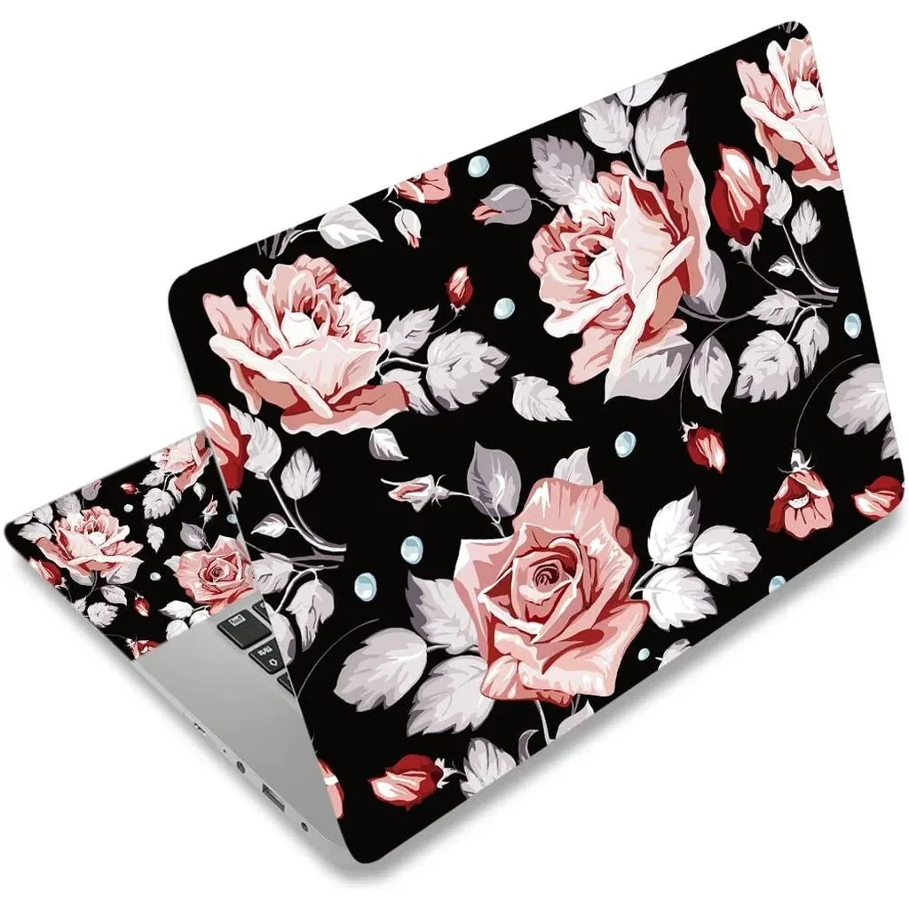 ALAYRA Laptop Skin Sticker, 13.3 14 15 15.4 15.6 inch Laptop Skins, Universal Vinyl Decal, Dustproof Scratch Resistant Reusable Cover Protector with Free 2 Wrist Pads (Flower 2) 01