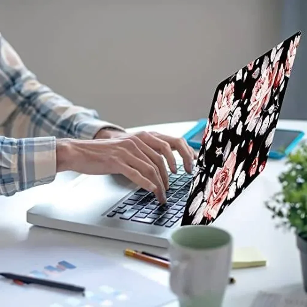 ALAYRA Laptop Skin Sticker, 13.3 14 15 15.4 15.6 inch Laptop Skins, Universal Vinyl Decal, Dustproof Scratch Resistant Reusable Cover Protector with Free 2 Wrist Pads (Flower 2) 01 - Image 4