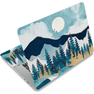 ALAYRA Laptop Skin Sticker, 13.3 14 15 15.4 15.6 inch Laptop Skins, Universal Vinyl Decal, Dustproof Scratch Resistant Reusable Cover Protector with Free 2 Wrist Pads (Mountain Moon) 01