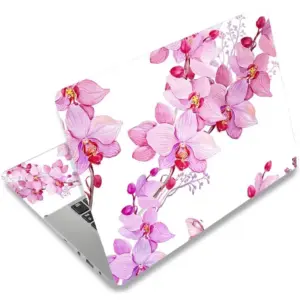ALAYRA Laptop Skin Sticker, 13.3 14 15 15.4 15.6 inch Laptop Skins, Universal Vinyl Decal, Dustproof Scratch Resistant Reusable Cover Protector with Free 2 Wrist Pads (Pink Flower) 01