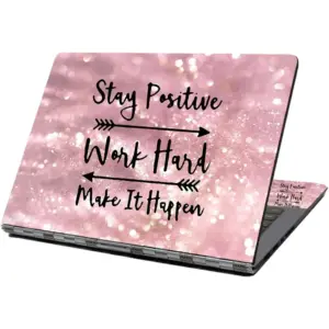 ALAYRA Laptop Skin Sticker, 13.3 14 15 15.4 15.6 inch Laptop Skins, Universal Vinyl Decal, Dustproof Scratch Resistant Reusable Cover Protector with Free 2 Wrist Pads (Pink Letter) 01