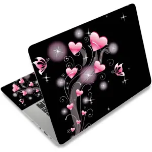 ALAYRA Laptop Skin Sticker, 13.3 14 15 15.4 15.6 inch Laptop Skins, Universal Vinyl Decal, Dustproof Scratch Resistant Reusable Cover Protector with Free 2 Wrist Pads (Pink Love) 01