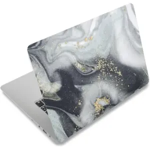 ALAYRA Laptop Vinyl Skin Sticker Decal, 12 to 15.6 inch Laptop Cover Art Protector with 2 Wrist Pads, Grey Marble 01