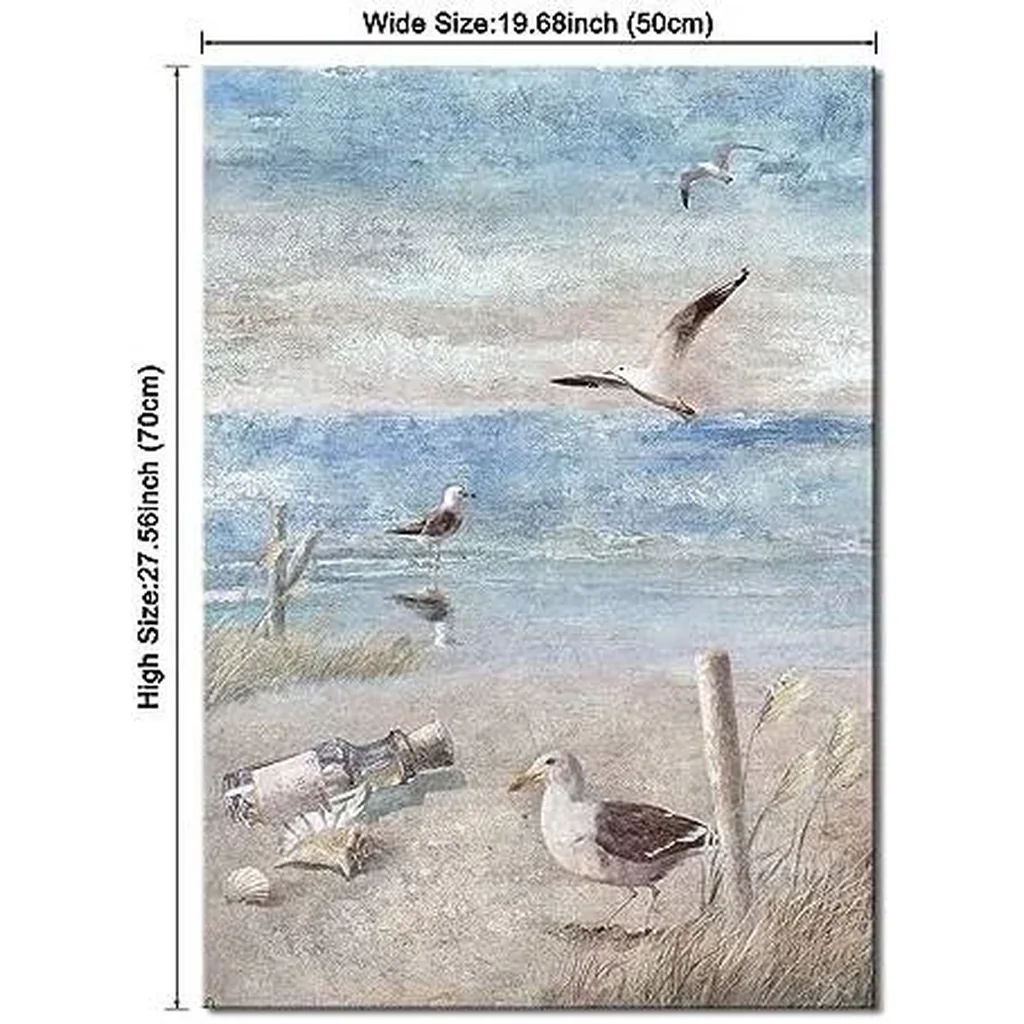 ALAYRA Large Abstract Seaside Seagull Seascape Painting Perching Bird by The Seashore Coastal Beach Canvas Wall Art for Bathroom Living Room Office Decor 20x28inch 01 - Image 5