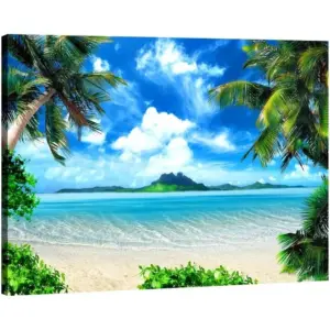 ALAYRA Large Blue Sea Beach Canvas Prints Wall Art Seascape Pictures Paintings for Living Room Bedroom Home Decorations Modern Landscape Giclee Artwork 01