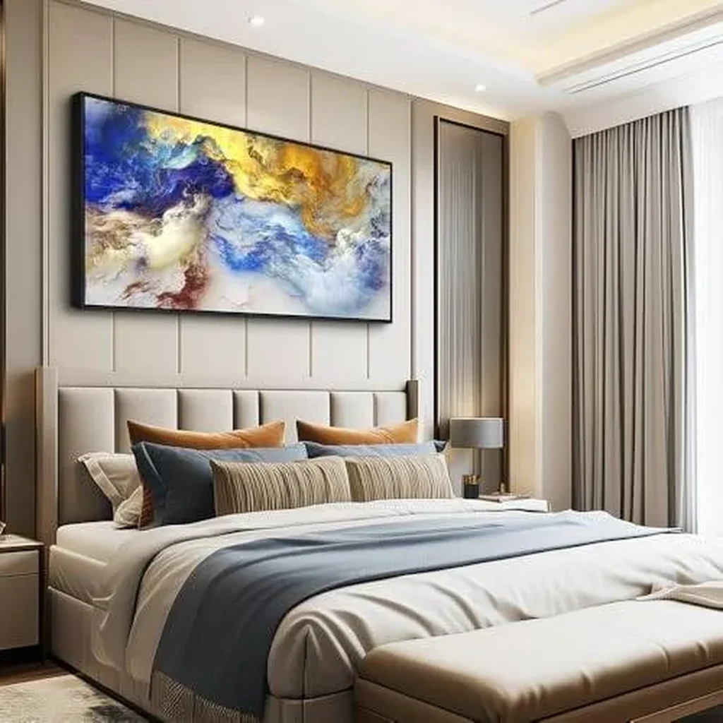 ALAYRA Large Size Framed Canvas Wall Art For Living Room Office Wall Decor Abstract Paintings Decorations For Bedroom Ink Abstract Wall Pictures Posters Modern Home Decor Art Black Framed Art 20" X 40 - Image 3
