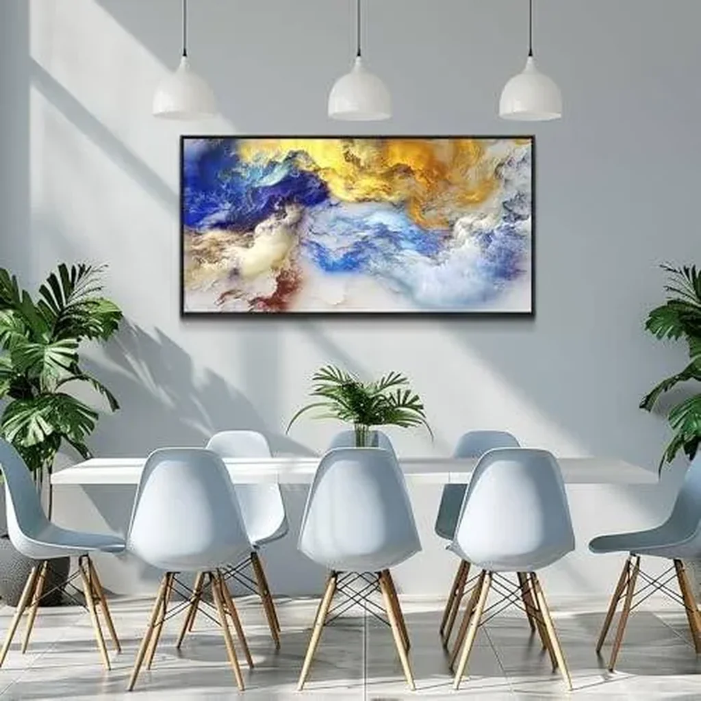ALAYRA Large Size Framed Canvas Wall Art For Living Room Office Wall Decor Abstract Paintings Decorations For Bedroom Ink Abstract Wall Pictures Posters Modern Home Decor Art Black Framed Art 20" X 40 - Image 4