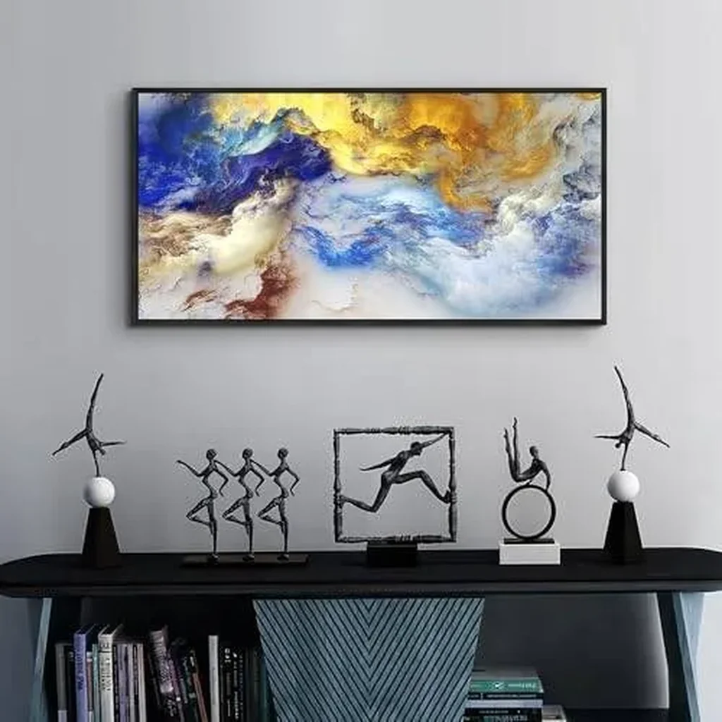 ALAYRA Large Size Framed Canvas Wall Art For Living Room Office Wall Decor Abstract Paintings Decorations For Bedroom Ink Abstract Wall Pictures Posters Modern Home Decor Art Black Framed Art 20" X 40 - Image 5