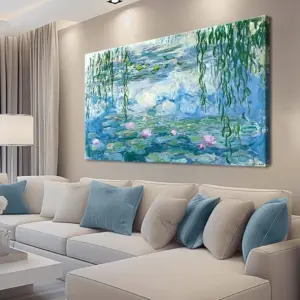 ALAYRA Large Water Lilies by Canvas Wall Art Famous Painting - Classic Canvas Art Wall Decor Picture Print with Framed for Home Office Wall Decor-24" x36" 01