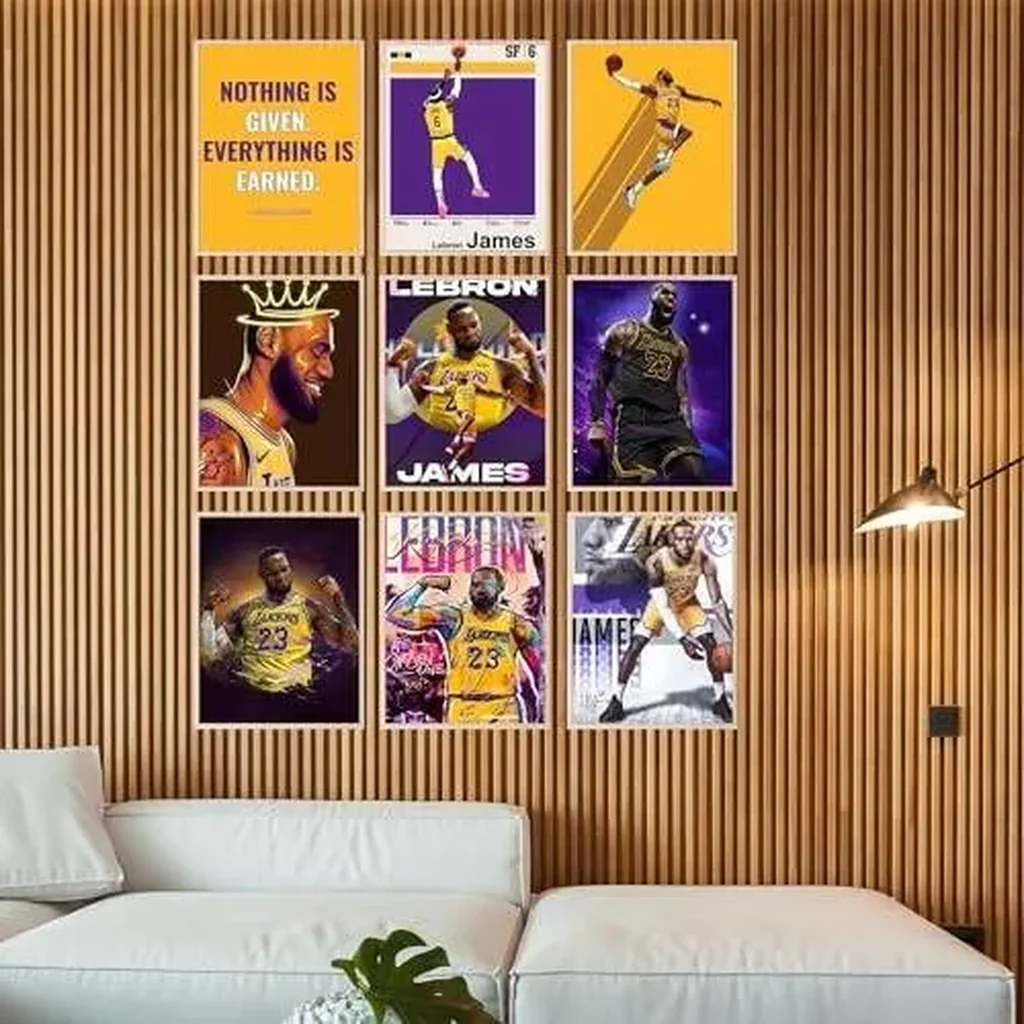 ALAYRA LeBron Ja Poster Set - LeBron Posters for Walls, Lakers Bedroom Wall Decor, Basketball Room Decor for Boys, Gifts for Lakers Fan, Basketball Artwork - Unframed Set Of 9 (8x10) 01 - Image 2