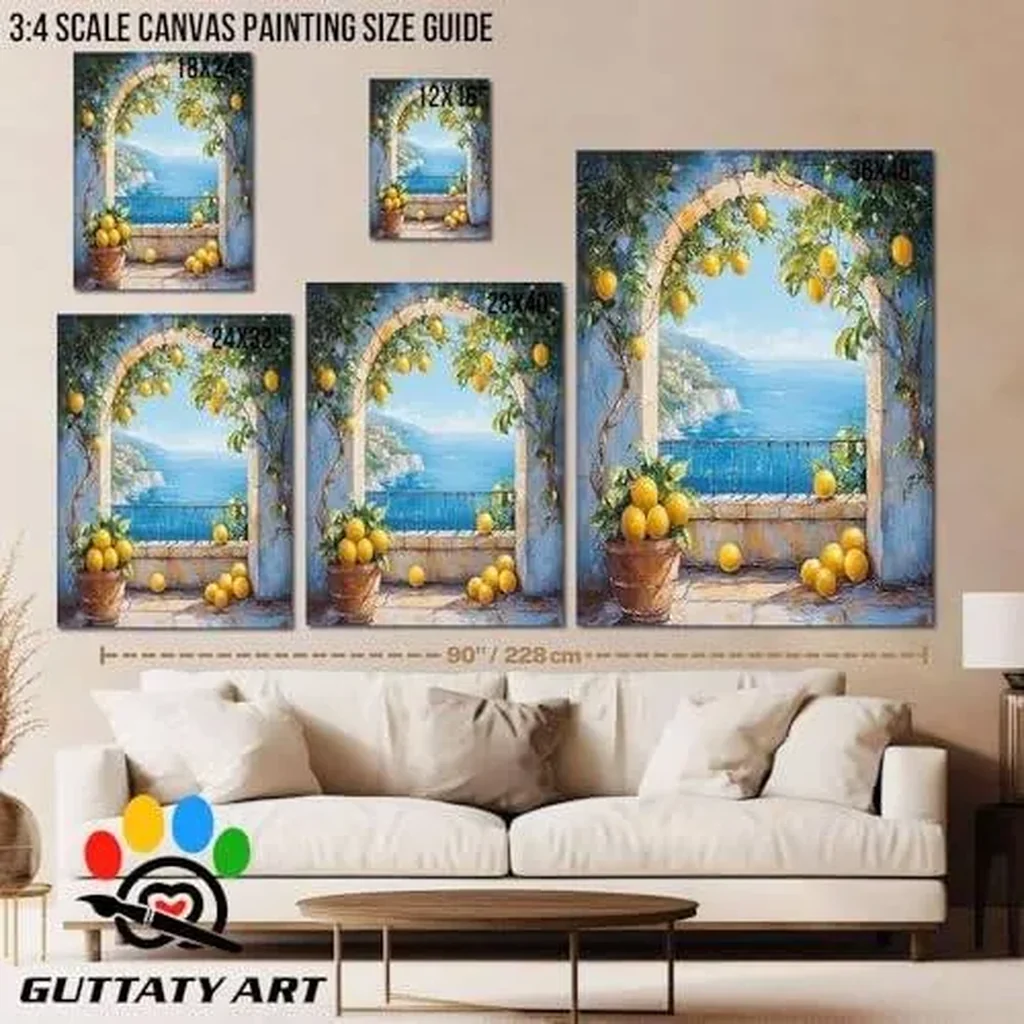ALAYRA Lemon Canvas Wall Art, Mediterranean Kitchen Wall Decor, Vibrant Impressionist Balcony Picture, Cheerful Seaside Wall Painting for Dining Room, Home Yellow Fruit Hanging Artwork, 18x12 Inch 01 - Image 4