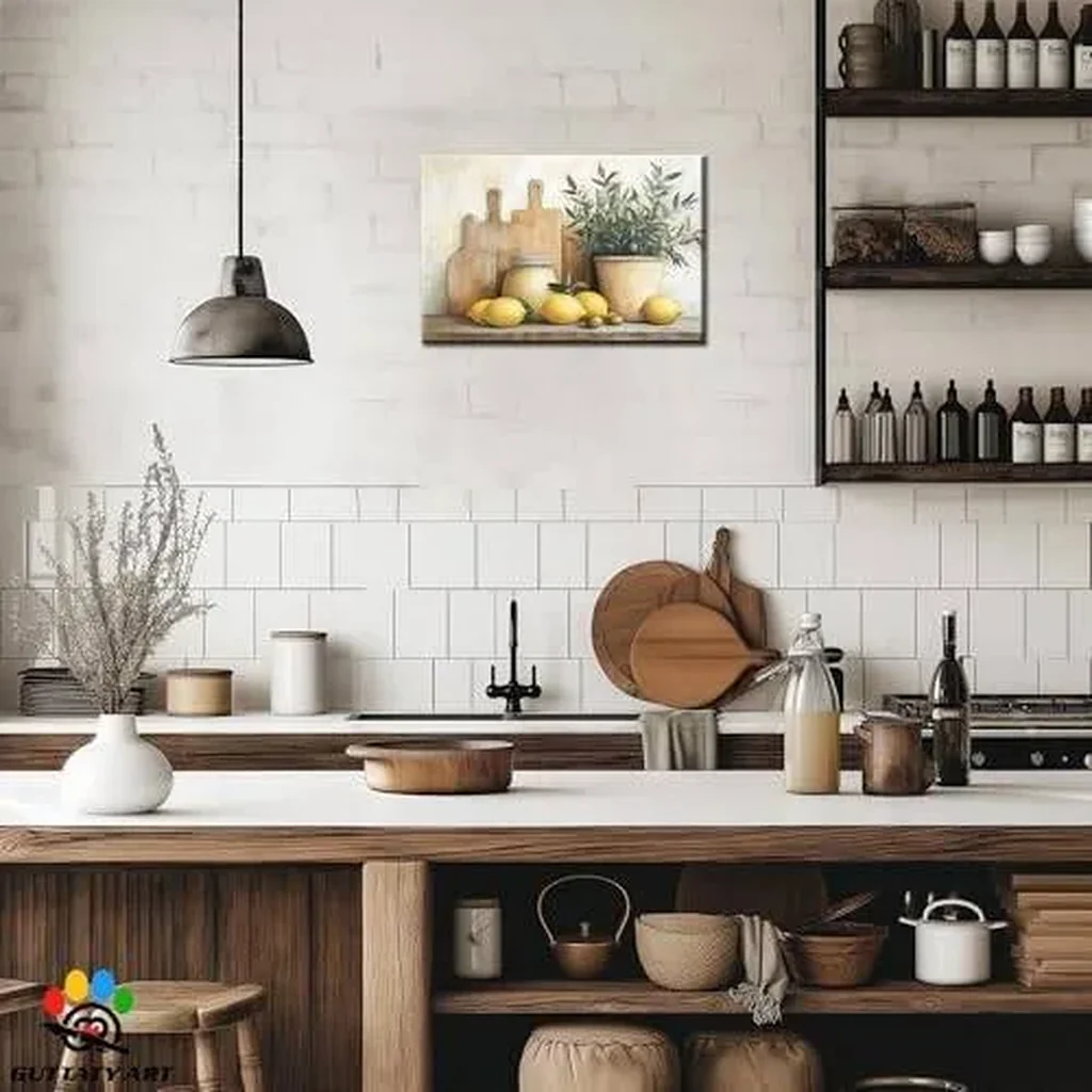 ALAYRA Lemon Kitchen Canvas Wall Art, Rustic Fruit Still Life Canvas Painting, Vibrant Yellow Wall Decor and Pictures, Country Style Wall Prints for Dining Room or Chef's Kitchen, 12x18 Inch 01 - Image 2