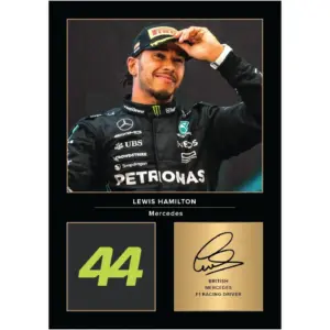 ALAYRA Lewis Hamilton Mercedes Signed A4 Printed Photo Picture Display Gift For F1 Formula 1 Racing Fans Digitally Reproduced Signature Unframed 01