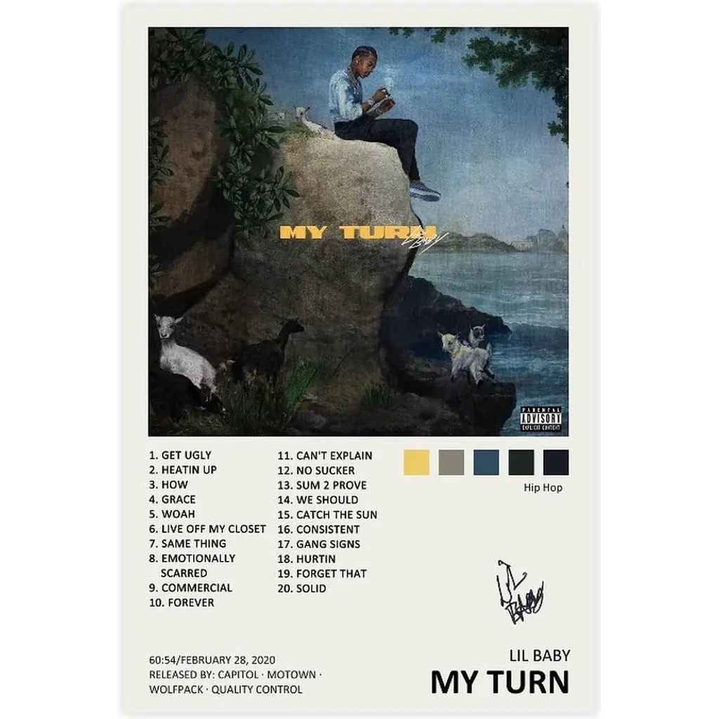 ALAYRA Lil Baby My Turn Music Album Cover Signed Limited Poster Canvas Poster Bedroom Decor Sports Landscape Office Room Decor Gift Unframe16x24inch(40x60cm) 01