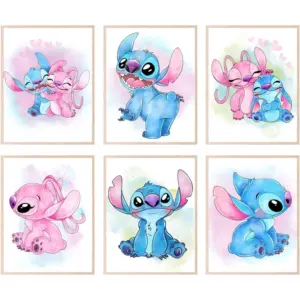 ALAYRA Lilo and Stitch Poster - Stitch Room Decor, Stitch Bedroom Decor, Stitch Wall Decor, Stitch Room Decor for Girls Bedroom, Stitch Decor for Nursery, Stich Decor - 6 Pack (8x10) Unframed 01