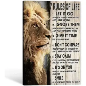 ALAYRA Lion Motivational Wall Art - Lion Inspirational Quotes Canvas Art Prints for Office Wall Decor, Positive Animal Quotes Framed Artwork for Men Home Office Gym Ready to Hang-12x18 Inches 01