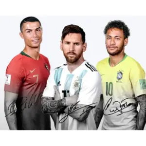 ALAYRA Lionel Messi Cristiano Ronaldo Neymar Jr Signed Photo Autograph Print Wall Art Home Decor 01