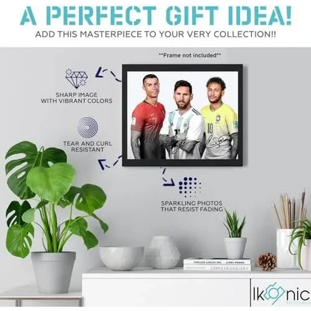 ALAYRA Lionel Messi Cristiano Ronaldo Neymar Jr Signed Photo Autograph Print Wall Art Home Decor 01 - Image 2