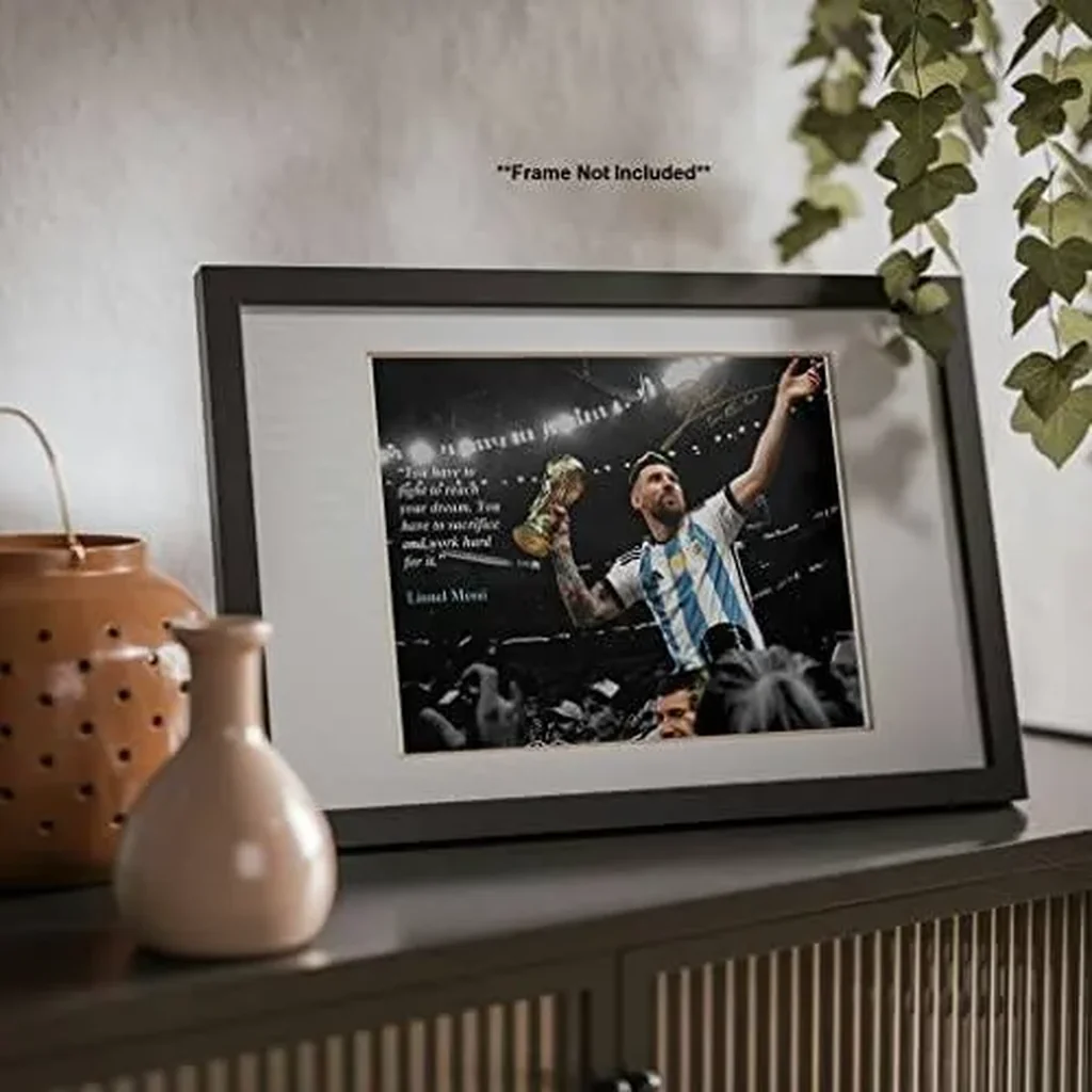 ALAYRA Lionel Messi Motivational Quote Mindset for Success Fight to Reach your Dream World Cup Soccer Superstar Photo Autograph Print Poster Wall Art Home Decor 01 - Image 4