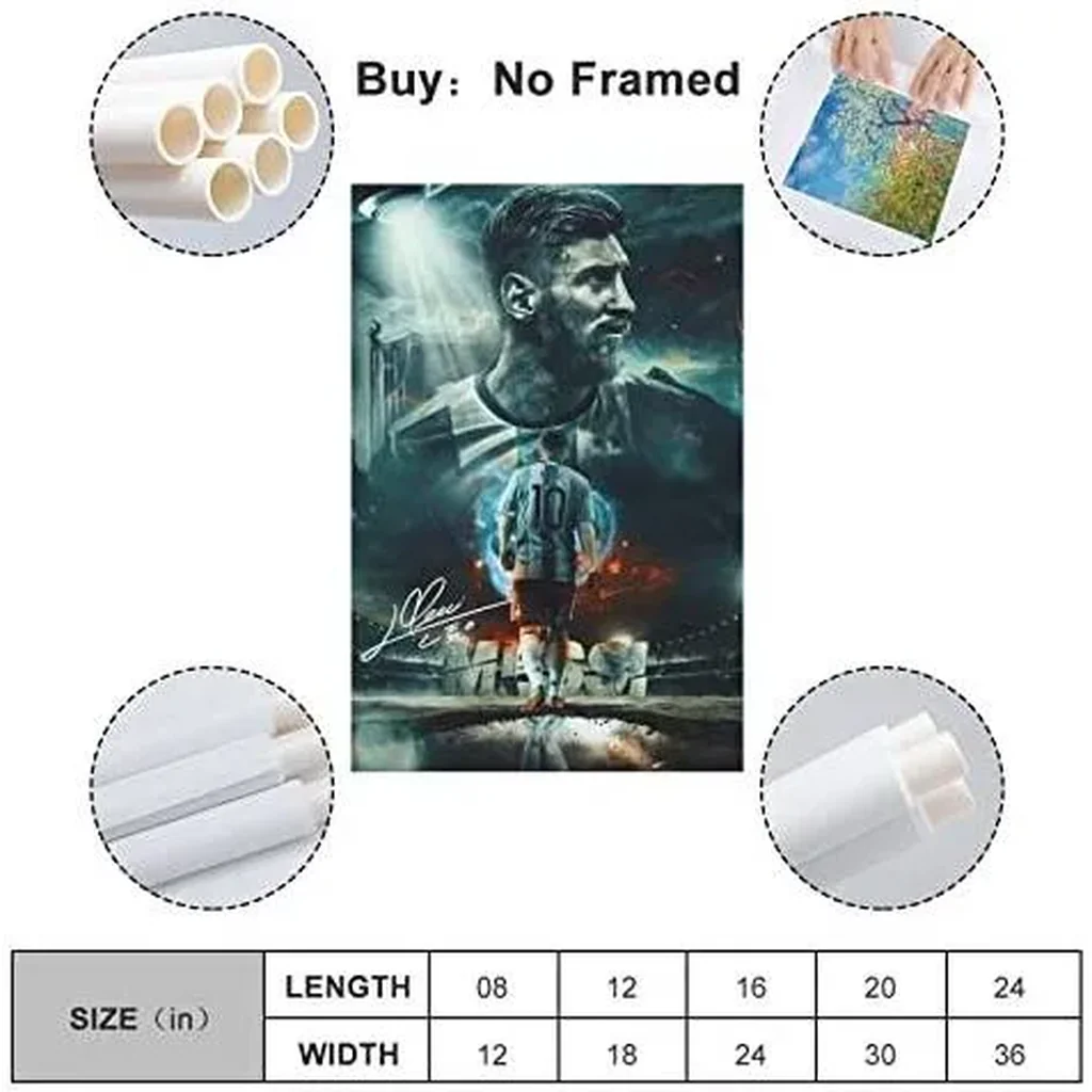 ALAYRA Lionel Messi Poster 1 Canvas Poster Unframed 16x24 inches (40x60 cm) 01 - Image 2