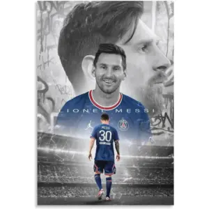 ALAYRA Lionel Messi Poster PSG Creative Art Printed decorative paintings Fabric Canvas Wall Art Living Room Restaurant Landscape Unframed 08x12inch(20x30cm) 01