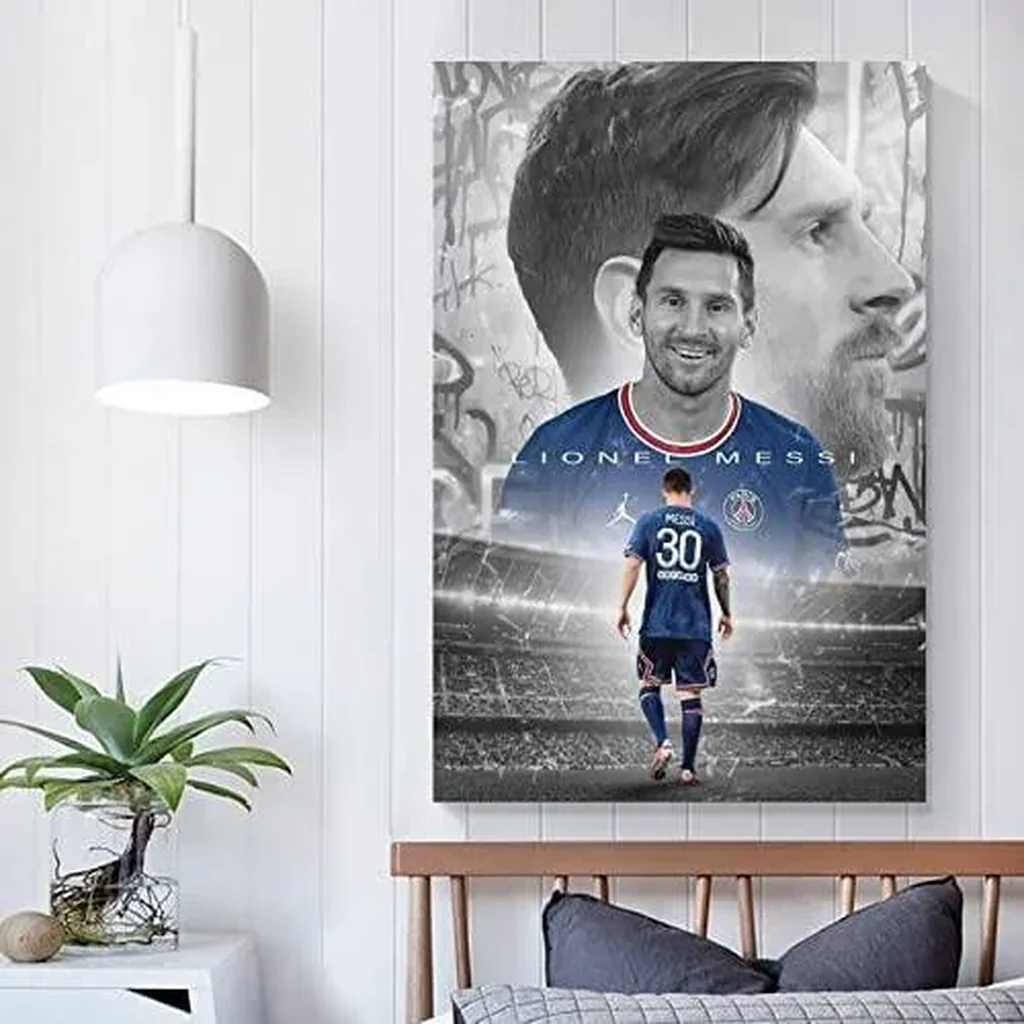 ALAYRA Lionel Messi Poster PSG Creative Art Printed decorative paintings Fabric Canvas Wall Art Living Room Restaurant Landscape Unframed 08x12inch(20x30cm) 01 - Image 4