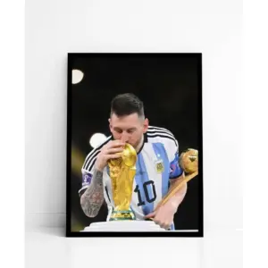 ALAYRA Lionel Messi World Cup 2022 Winner Framed Poster (8x12 Inches) for Gifting/for Room Decor/for Football Fans (Black) 01