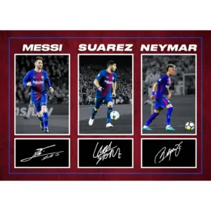 ALAYRA Lionel Messi, Luis Suarez & Neymar - Barcelona Legends Signed A4 Montage Photo Print Pre Printed Signature Autograph Football Gift 01