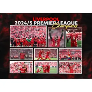 ALAYRA Liverpool 2024/5 League Football Champions Team Multi Signed A4 Montage Autograph Photo Print With Pre Printed Signatures That Would Make A Superb Gift For Any Fan. 01