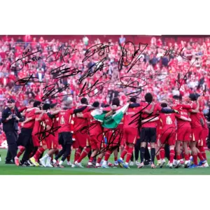 ALAYRA Liverpool 2025 League Champions Team Multi Signed 12x8 Inch Montage Autograph Photo Print WIth Pre Printed Signatures Which Would Make A Superb Gift For Any Fan. 01