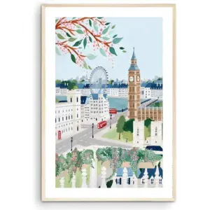 ALAYRA London Art Print, London Wall Art, England Art Print, London Poster, London Gift, Travel Gift, Travel Poster, Housewarming, Wedding Gift (Unframed) (12x18) 01