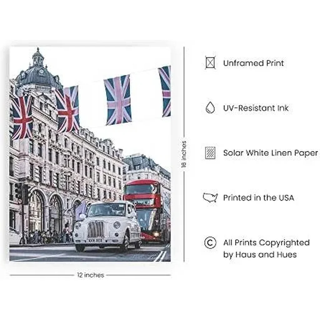 ALAYRA London Wall Art London Wall Decor - London Cityscape Travel Posters Pictures of London London Pictures London Taxi London Red Bus UNFRAMED 12 x 16 (Dome Cathedral Tour) 01 - Image 2