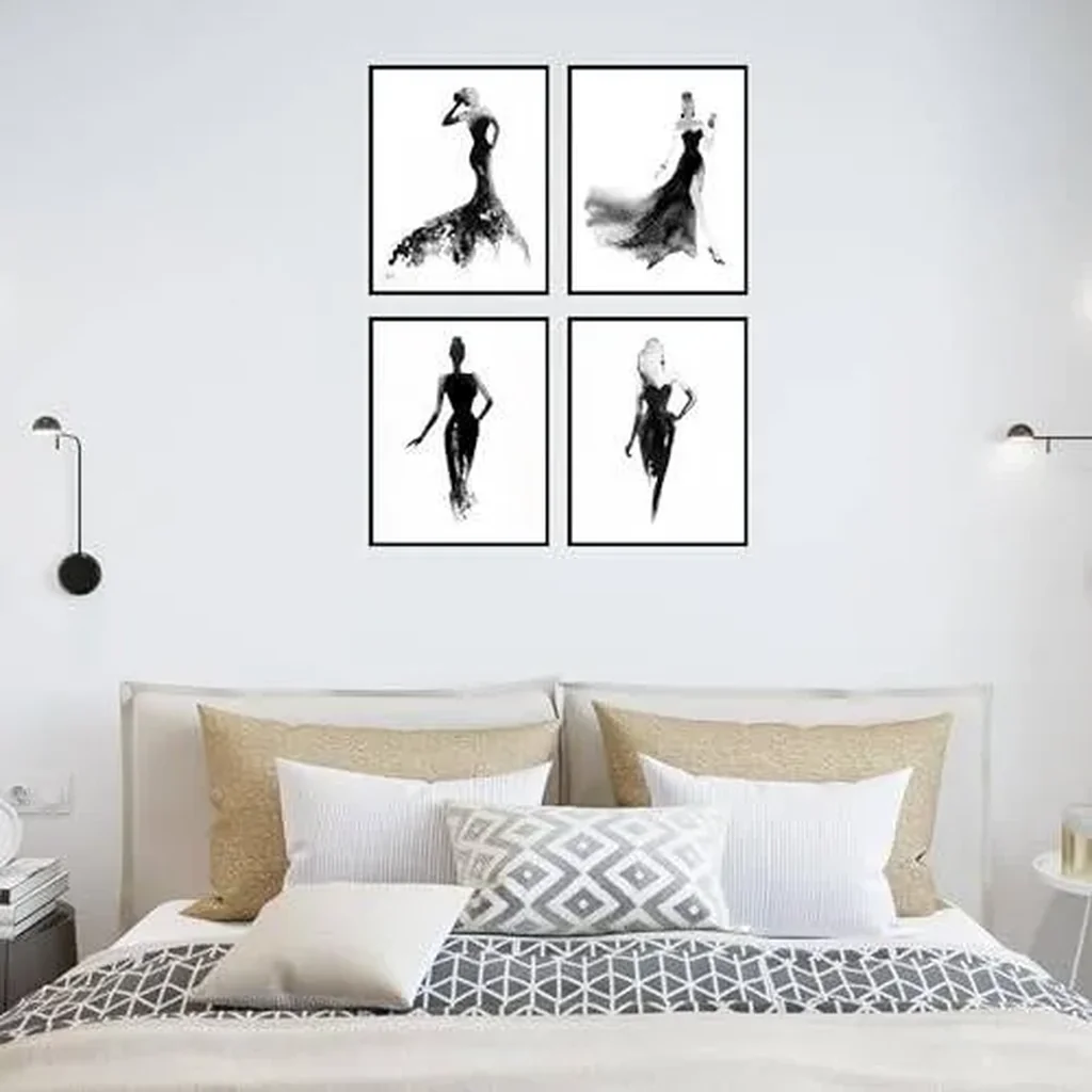ALAYRA Makeup Wall Decor - Women Wall Art, Woman Wall Art, Women Art, Vanity Wall Decor, Makeup Room Decor, Girls Wall Art, Women Wall Decor, Black And White Bathroom Art - Set of 4 (8x10) Unframed 01 - Image 4