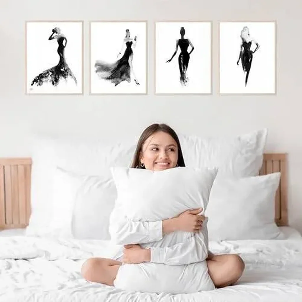 ALAYRA Makeup Wall Decor - Women Wall Art, Woman Wall Art, Women Art, Vanity Wall Decor, Makeup Room Decor, Girls Wall Art, Women Wall Decor, Black And White Bathroom Art - Set of 4 (8x10) Unframed 01 - Image 5
