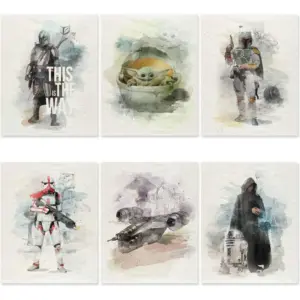 ALAYRA Mandalorian Poster Set - Star Wars Poster - UNFRAMED 8x10 Inch - Star Wars Decor - Star Wars Wall Art - Star Wars Wall Decor - Star Wars Art - Star Wars Movie Posters - Star Wars Bedroom Decor
