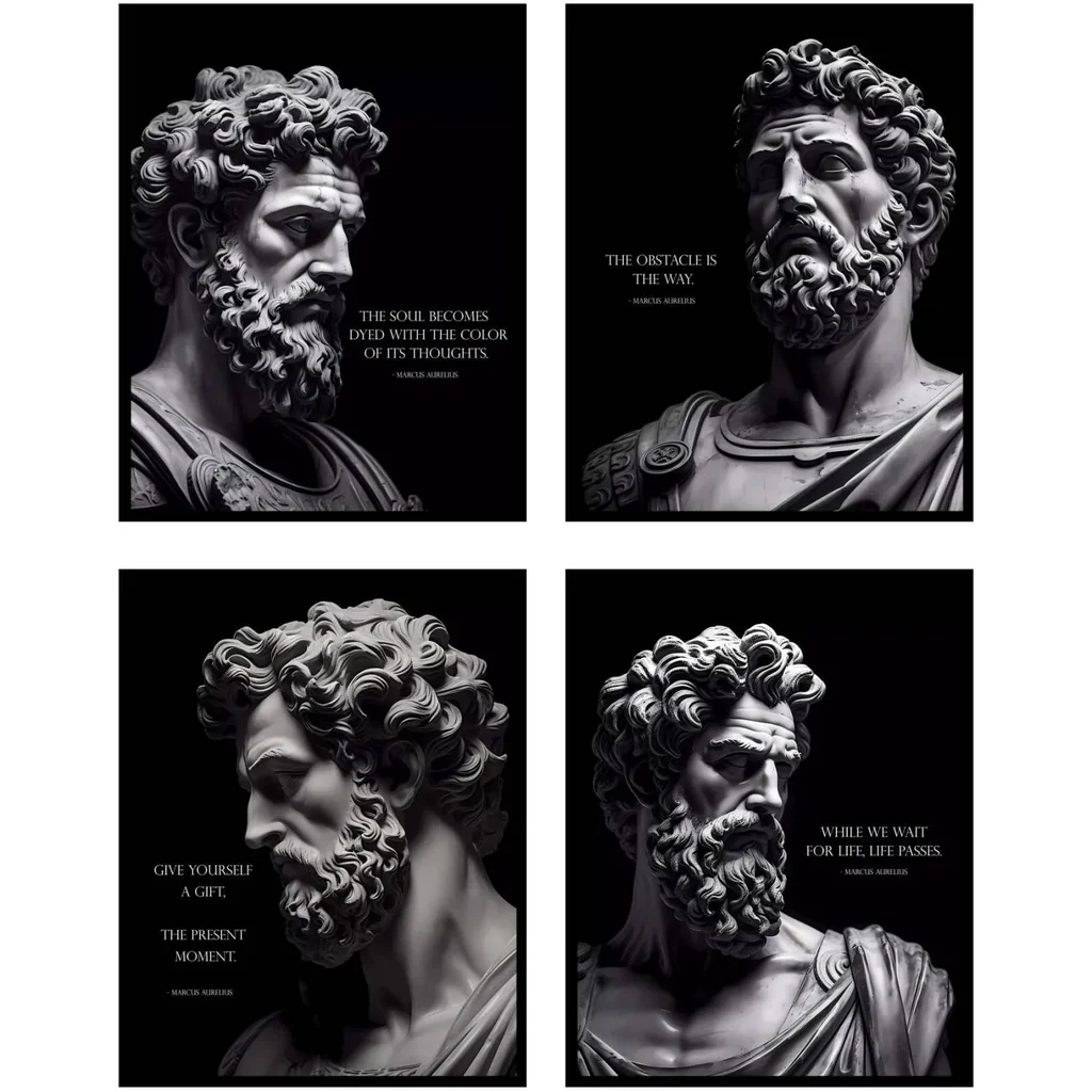ALAYRA Marcus Aurelius Poster - Marcus Aurelius Quotes, Stoic Wall Art, Stoicism Gifts, Philosophy Poster, Stoic Art, Stoicism Wall Decor, Philosophy Quotes - Unframed Set of 4 (8x10) 01
