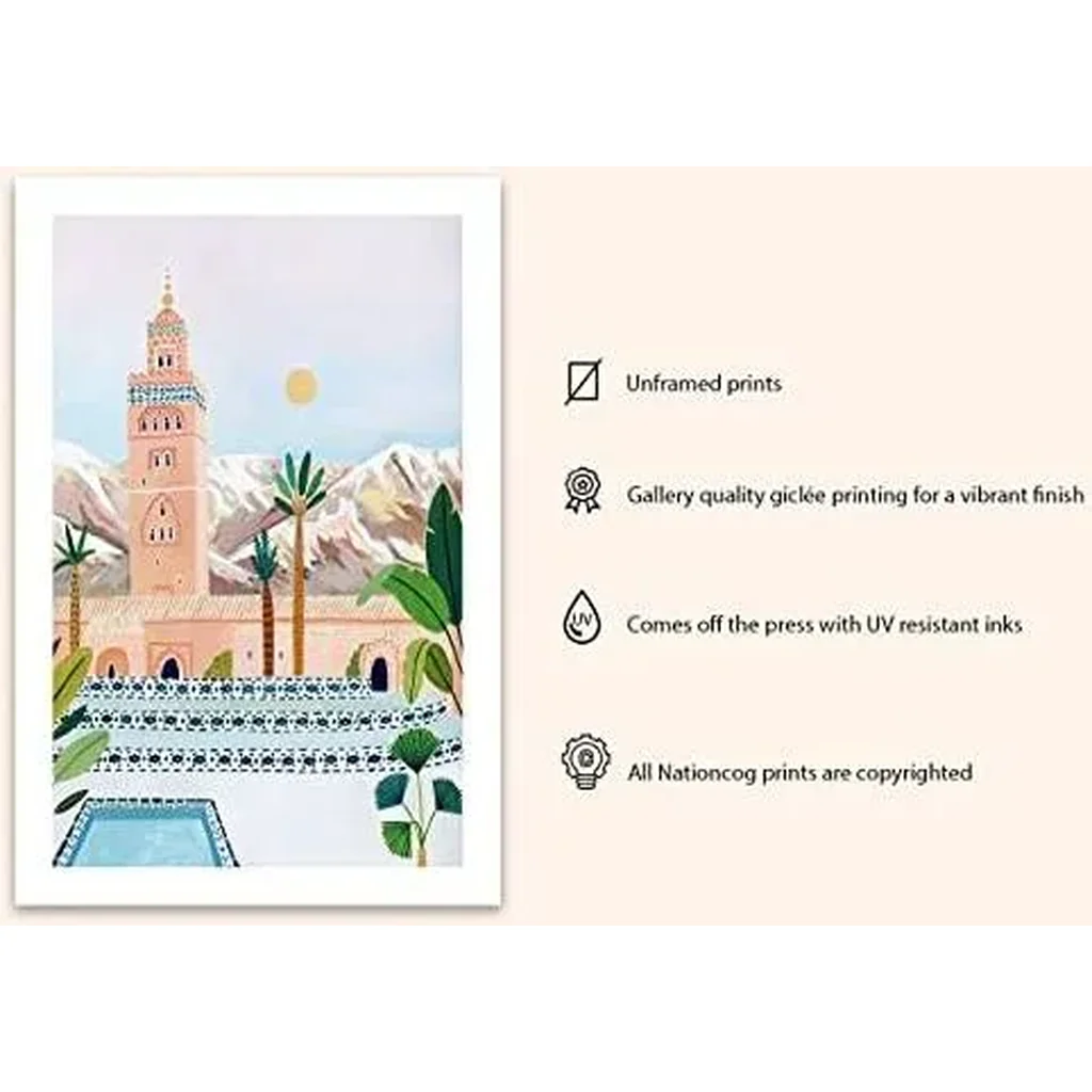 ALAYRA Marrakech Art Print, Morocco Art Print, Marrakech Poster, Travel Print, Travel Poster, Moroccan Decor, Housewarming Gift (Unframed) (12x18) 01 - Image 3