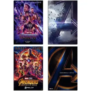 ALAYRA Marvel Avengers Wall Art Poster - Canvas Wall Decoration Superhero Print of Avengers Endgame Pictures/The Infinite War Movie/Manrvel Logo Sign Painting /4 Set Unframed 8x10 Inch for Boy Room De