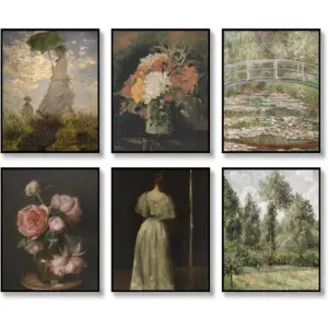 ALAYRA Master Painter Classical Canvas Wall Art for Living Room Bedroom Decor, Vintage Outskirts Painting Prints Farmhouse Decor, Bathroom Decor Wall Art (11"x14" UNFRAMED, Style C) 01