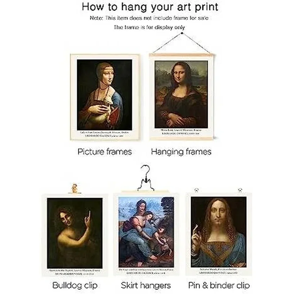 ALAYRA Master Painter Wall Art Decor Leonardo da Vinci Classical Canvas Prints Wall Art Exhibition Famous Artist Decor Room Aesthetic Gallery Wall Decor (C Style, 11"x14" UNFRAMED) 01 - Image 6