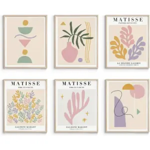ALAYRA Matisse Wall Art Exhibition Poster & Prints, Boho Wall Posters for Room Aesthetic, Abstract Art Prints UNFRAMED, 8x10in, Set of 6 01