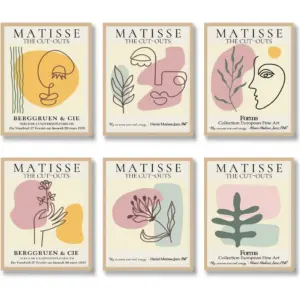 ALAYRA Matisse wall art Print Set of 6 Abstract Posters Home Decor Canvas Wall Art Decor Minimalist Aesthetic Pictures for Office Living Room Bedroom Decoration (8"x10" UNFRAMED) 01