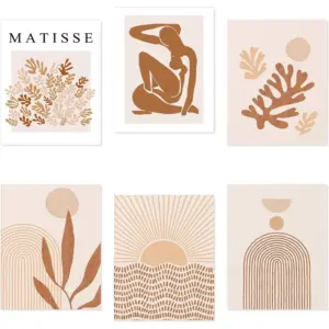 ALAYRA Matisse Wall Art Prints Boho Vintage Posters Wall Art for Living room Unframed 8 x 10 Inch Set of 6 Minimalist Abstract Wall Art Prints for Bedroom Office Nature Decor 01