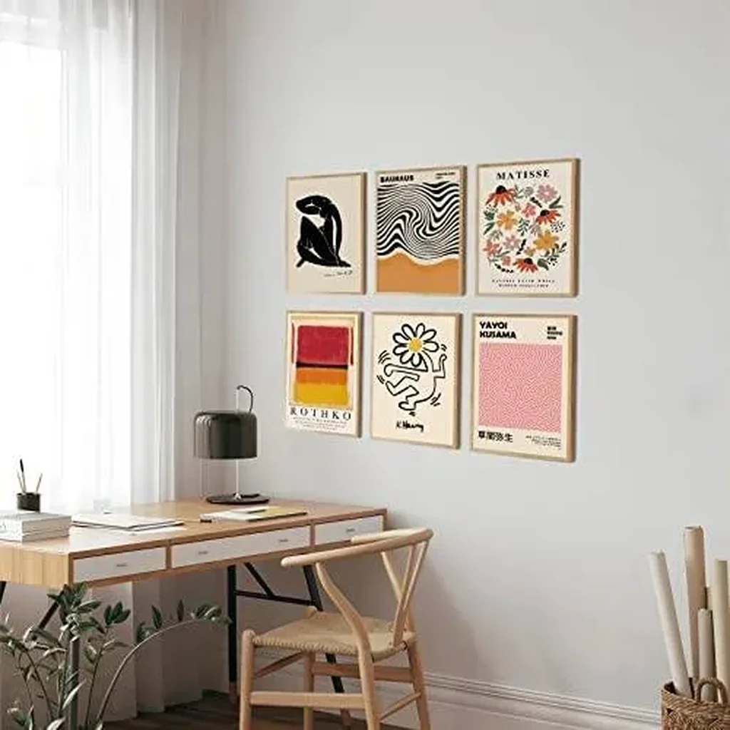 ALAYRA Matisse Wall Art Prints Set of 6, Abstract Matisse Wall Art Exhibition Posters Black Beige Yellow Women Body Line Art Flower Market Art Prints, Living Room Wall Decor(8x10inch, Unframed 01 - Image 2