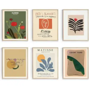 ALAYRA Matisse Wall Art Prints, Abstract Bedroom Wall Decor, Posters for Girls' Room Aesthetic Vintage Set of 6, 11"x14" Unframed 01