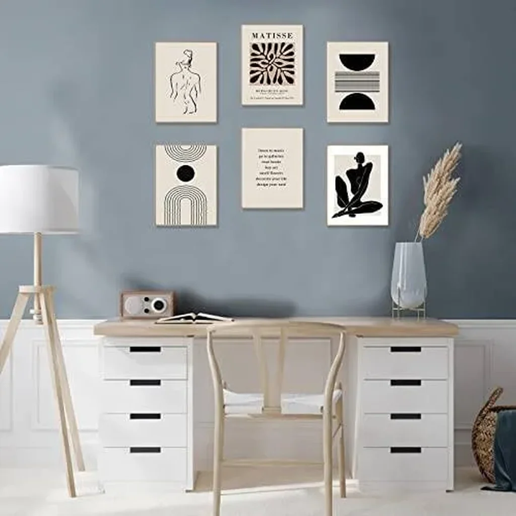 ALAYRA Matisse Wall Art Prints, Abstract Matisse Wall Art Exhibition Posters, Black Beige Women Body Line Art Leaf Boho Art Prints, Living Room Wall Decor(8x10inch, Unframed 01 - Image 4