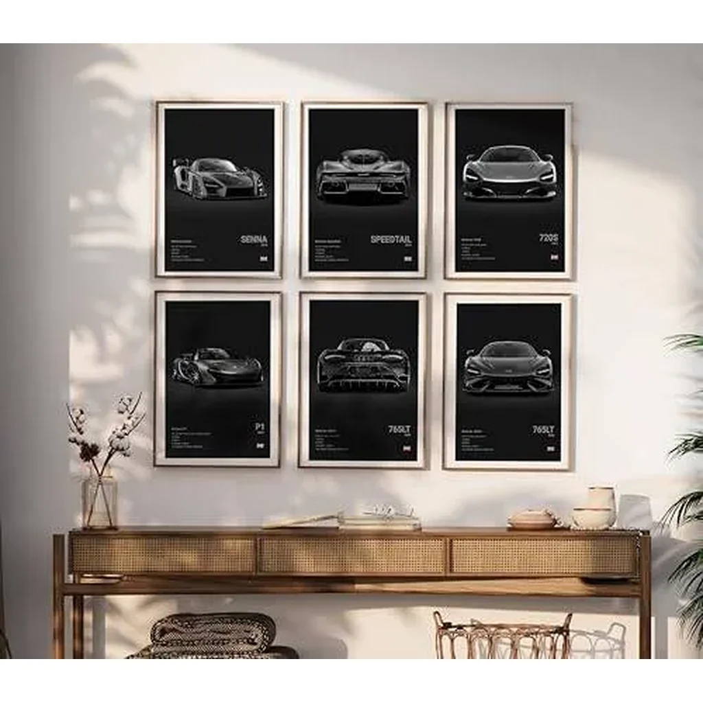 ALAYRA Mclaren Poster For Walls Car Posters Wall Art Mclaren Senna Speedtail 720S P1 765LT Posters For Boy's Bedroom Super Car Art Print Posters Set Of 6, Unframed 8x12inch(20x30cm) 01 - Image 3