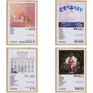 ALAYRA Melanie Martinez Signed Limited Posters Music Album Cover Posters Canvas Wall Art HD Prints Room Aesthetic Pictures Set of 4 for Music Classroom Girls Bedroom Wall Decor Art 8x12 inch Unframed
